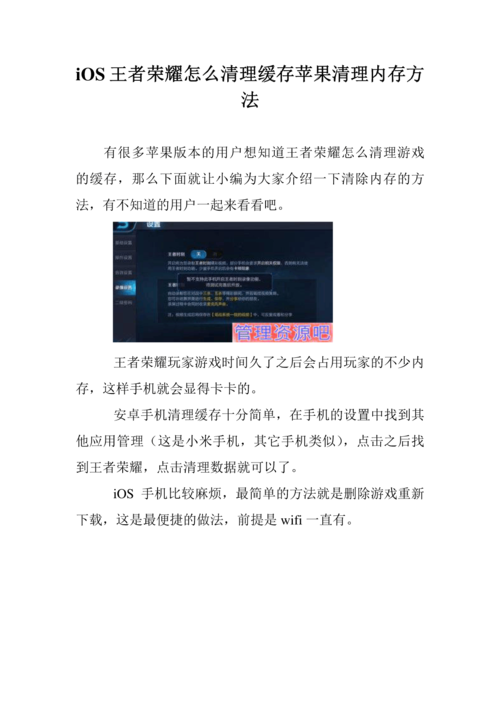 ios王者内存大怎么清除